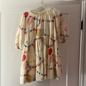 Pink Chicken Cream Dress with Multicolor Balloon Print